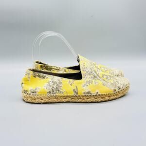 Stubbs & Wootton Shoes Womens 7 Yellow Floral Espadrille Flats Slip On Casual